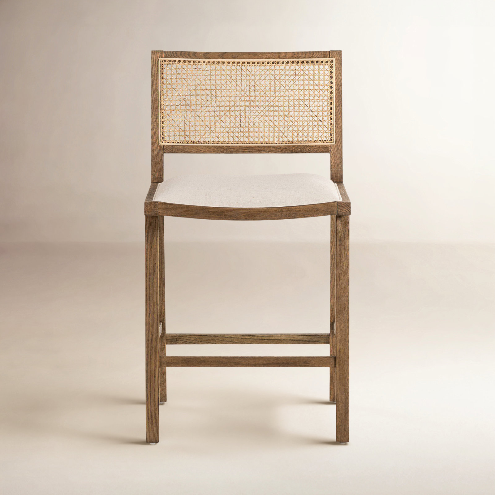 Miraz Cane Stool, Counter Stool (27” Seat Height), White Polyester Blend