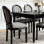 Style français champêtre de 2 chaises de salle à manger, rembourrées avec un dossier rond en éponge, structure en bois massif noir, tissu gris, facile à assembler pour le salon de la cuisine
