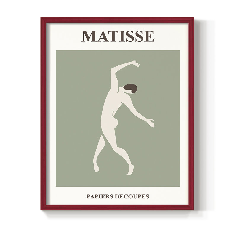 Matisse CXII, reproduction encadrée - bois massif, H 10 po x l 8 po, Rouge