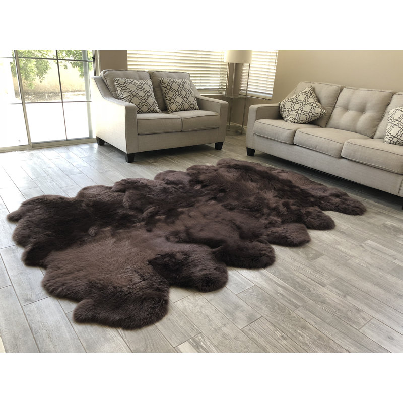Whisenhunt Performance Faux Sheepskin Washable Indoor Rug, Square 3'6"