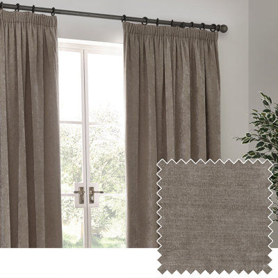 Heavy Chenille Room Darkening Pencil Pleat Curtains