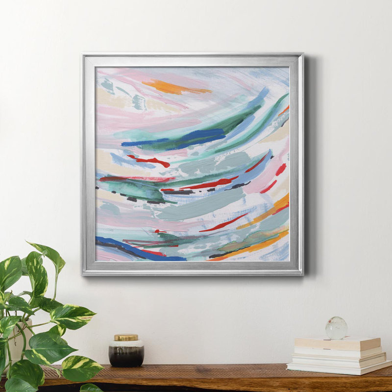 Waterway II - peinture sur toile encadrée, H 34,5 po x l 34,5 po x P 1,5 po, Argent