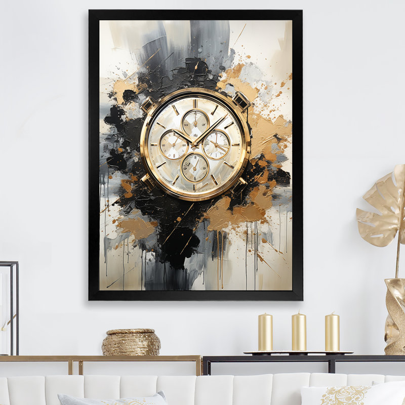 Minimalisme, montre de luxe sur toile, Cadre simple noir, H 20 po x l 12 po x P 1 po