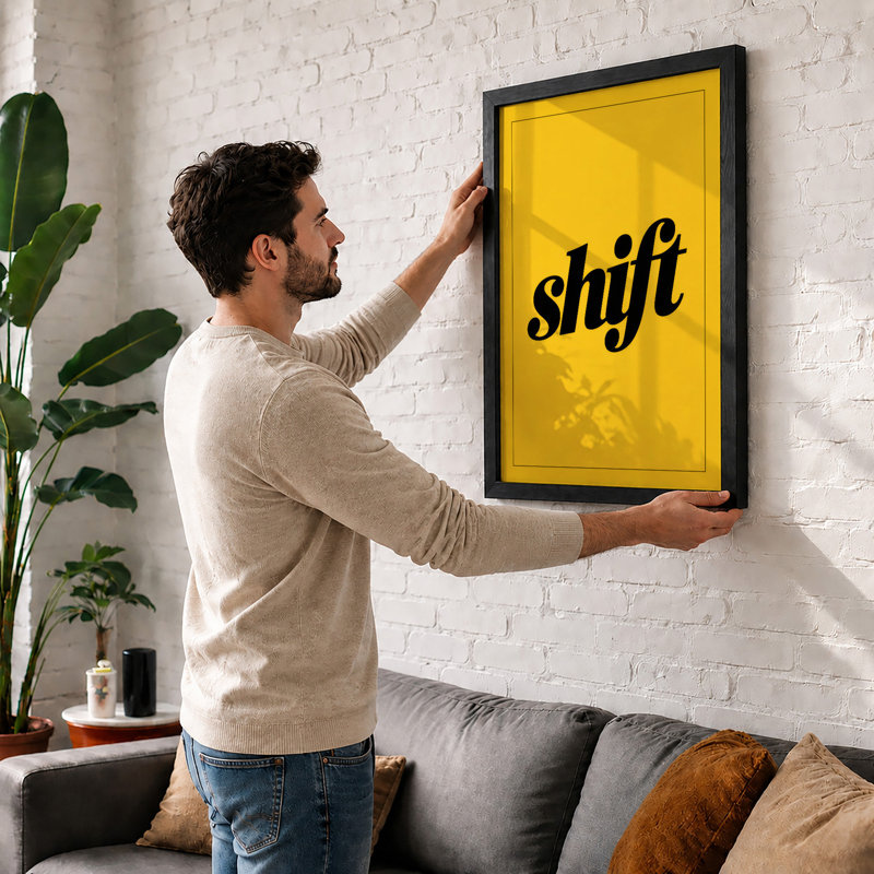 Shift in Motion Typography - Framed Print, Oak, A4 - 29.7 x 21.0 cm