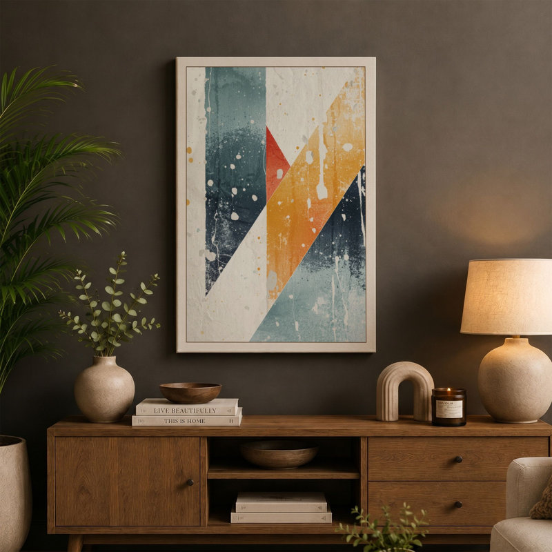 Chevron Forward Geometric - Wrapped Canvas, 24x16 - 61.0 x 40.6 cm, White Border