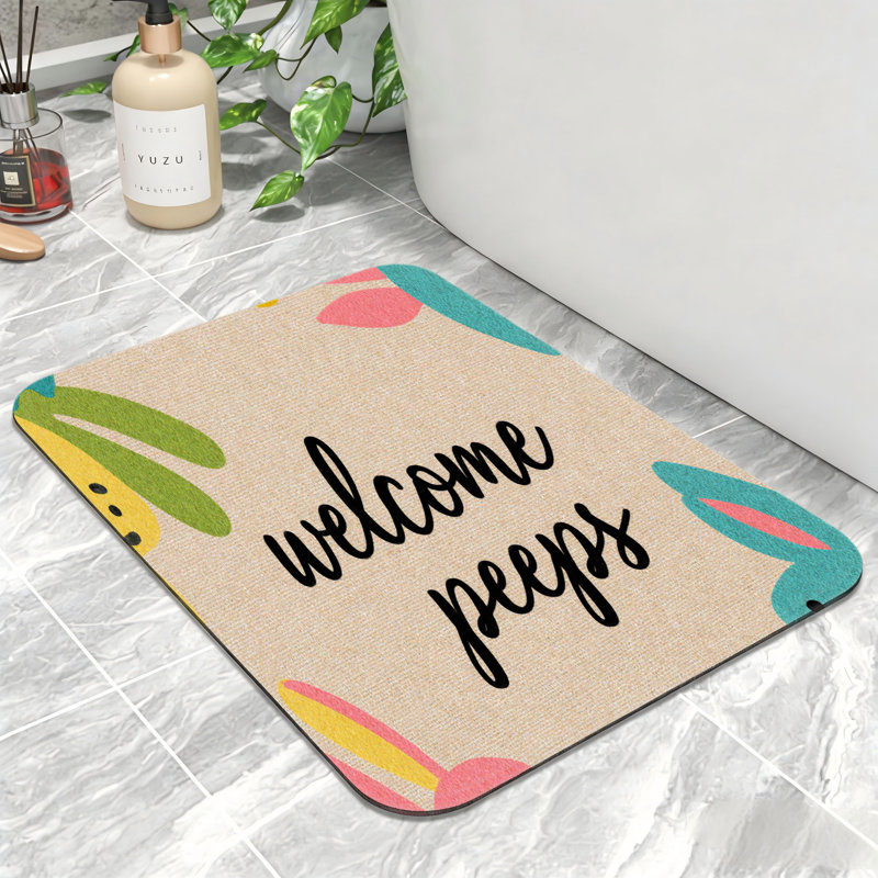 Tapis de bain Welcome Peeps Bunny, 20 x 32, antidérapant, pour salle de bain et vestibule