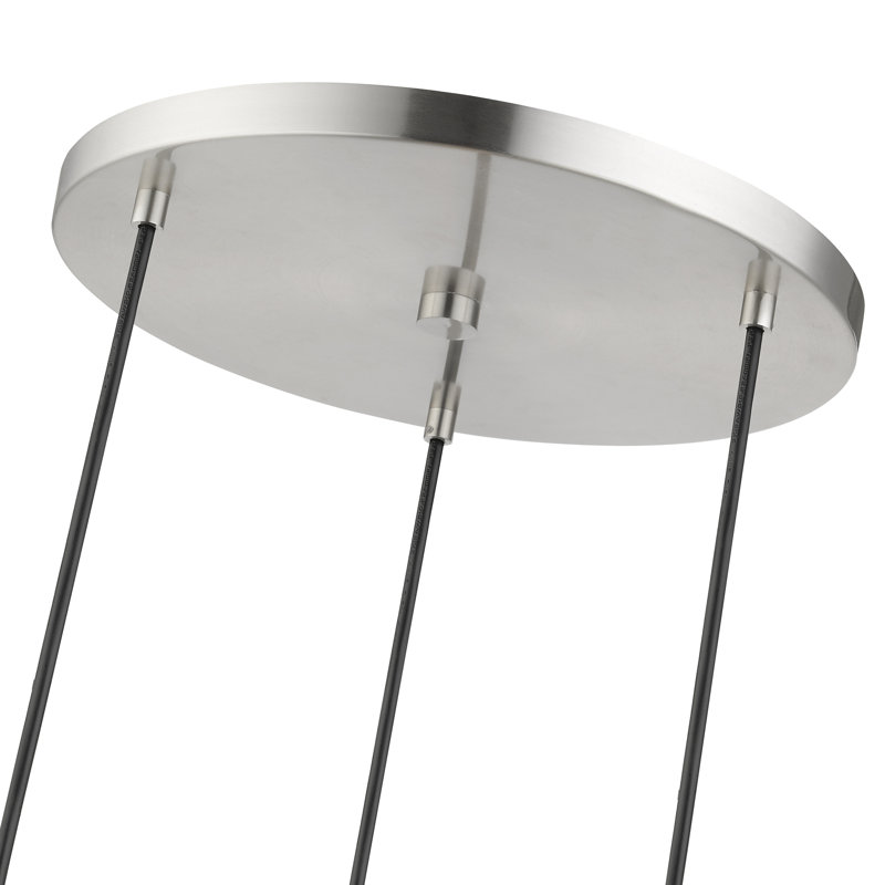 Lustre géométrique à intensité variable à 3 lumières Veston, Nickel brossé