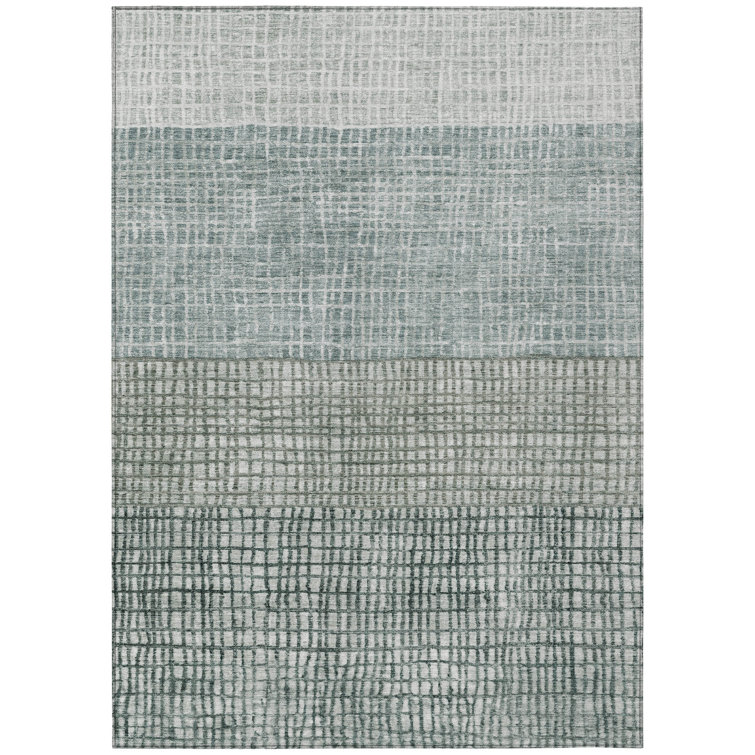 Machine Washable Indoor/Outdoor Xhevrie Aqua Rug