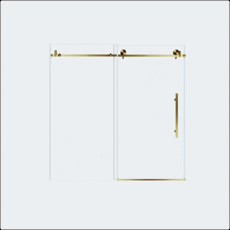 56-60 x 60 Porte de douche coulissante sans cadre - Or brossé, verre de 6 mm, Brushed Gold