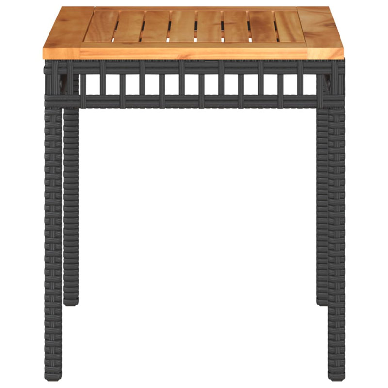 Garden Table 38X38x42 Cm Poly Rattan Acacia Wood, Black