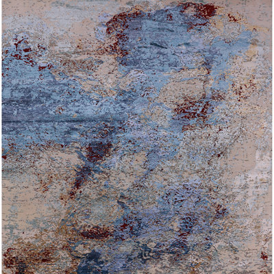 Tapis bleu / brun à motif abstrait Boyster