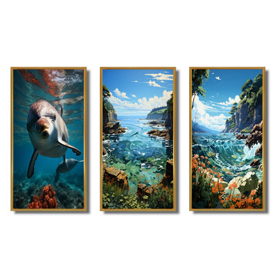 «Dolphin Serene Swim», 3 pièces sur toile