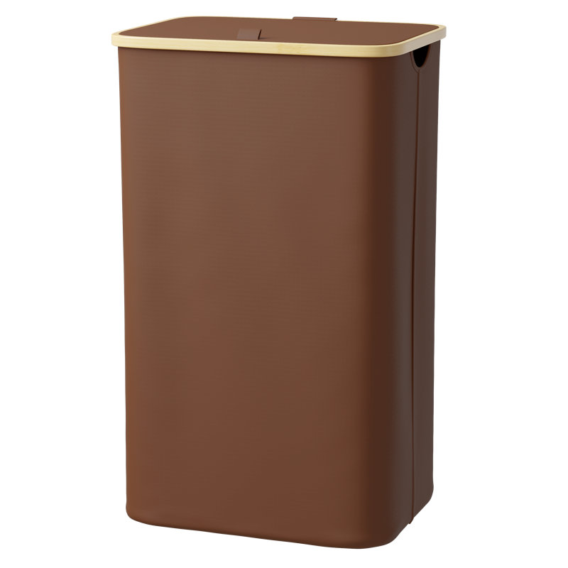 Panier à linge avec couvercle, grand panier à linge pliable de 110 L avec poignées en bambou pour la chambre à coucher, la salle de bain, le dortoir et la salle de lavage