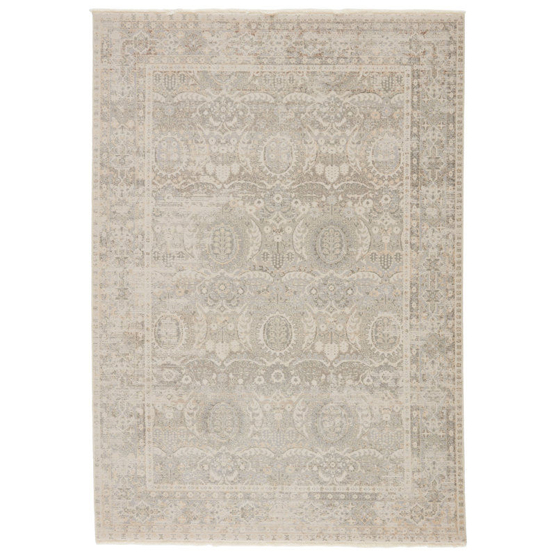 Tapis gris tissé à la machine Clint, Rectangle 7 pi 10 po x 10 pi 10 po