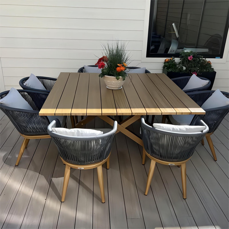 Brozak 8 - Person Patio Dining Set with Square Table , Cushions Included