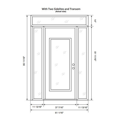 C1 Panel Silver Steel Black/Black With 2 Sidelites And Transom Prehung Front Entry Door
