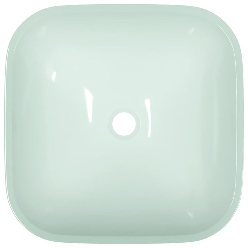 Metro Lane Adamm 420mm L x 420mm W Glass Square Sink, White/Blue