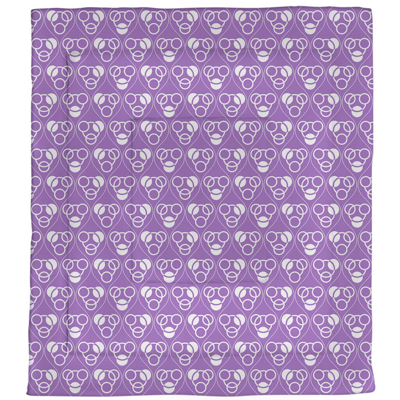 Édredon réversible simple en microfibre Circles Waves, Édredon très grand, Violet / Blanc