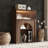 Modern Fireplace Mantel Surround With Sliding Fluted Glass Doors, MDF Wood Fireplace Frame With 3-Color LED Lighting