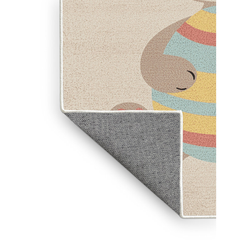 Machine Washable Collingswood Easter Modern & Contemporary Abstract Rug in Beige – White Binding, 2x3