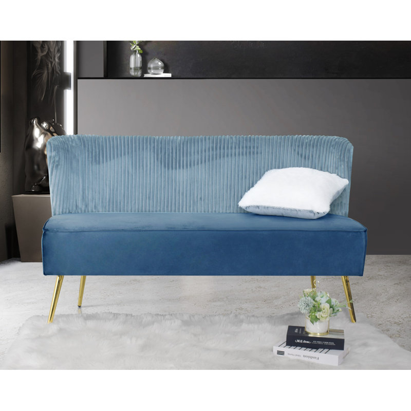 Maleka Loveseat, Bleu, H 32,3 po x l 57,1 po x P 27,2 po