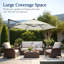  Parasol de patio suspendu en porte-à-faux décalé rotatif 10 pi 10 pi - Ivoire-1724913150