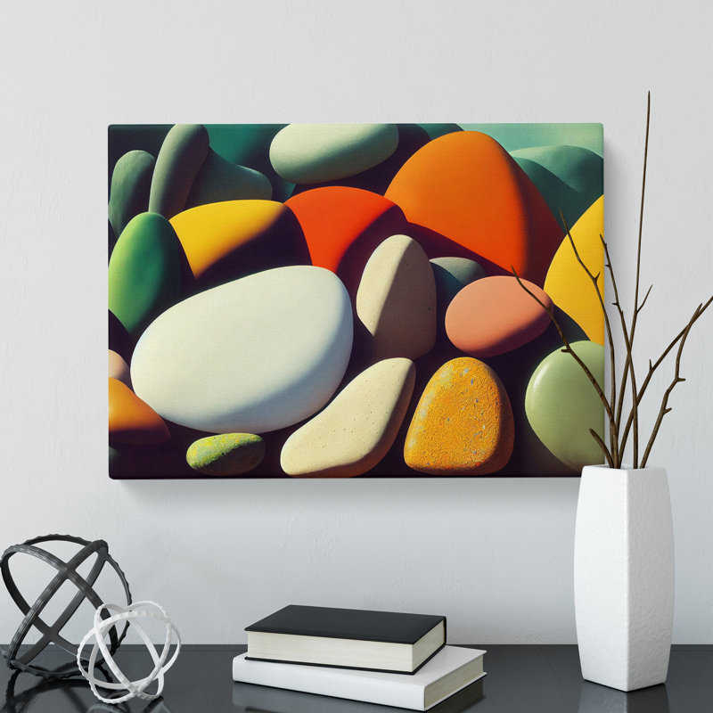 Desirable River Pebbles - Wrapped Canvas Print, 50cm H x 76cm W x 3cm D