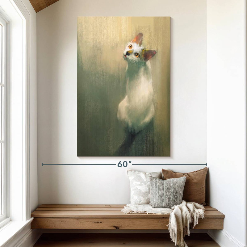 Brampt White Cat, 51" H x 34" W