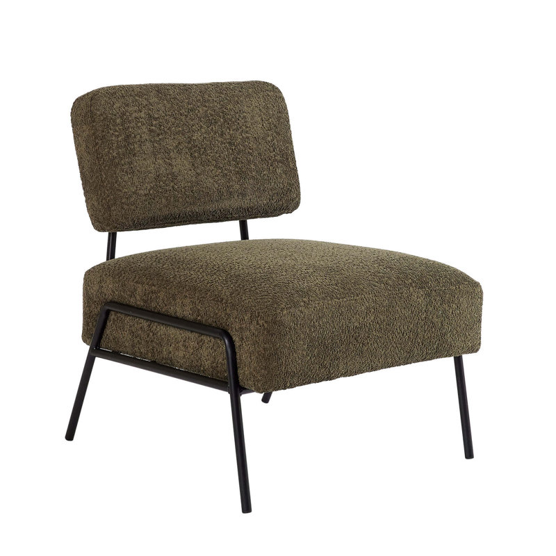 Autiana Boucle Upholstered Occasional Accent Slipper Chair, Green