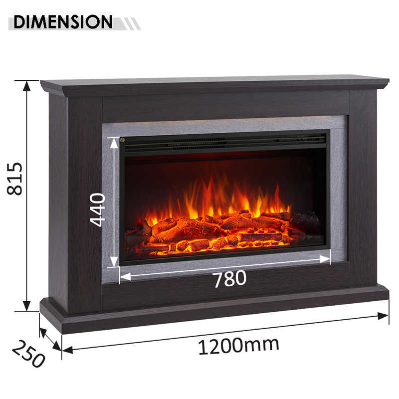 FLAMME Evora Electric Fireplace with surround 2kW Fireplace Heater White Multiple Colours Available, Espresso Oak