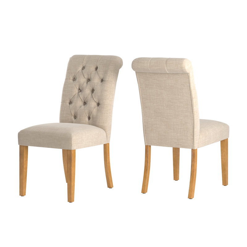 Ameriga 20'' H Tufted Upholstered Side Chair, Beige Linen