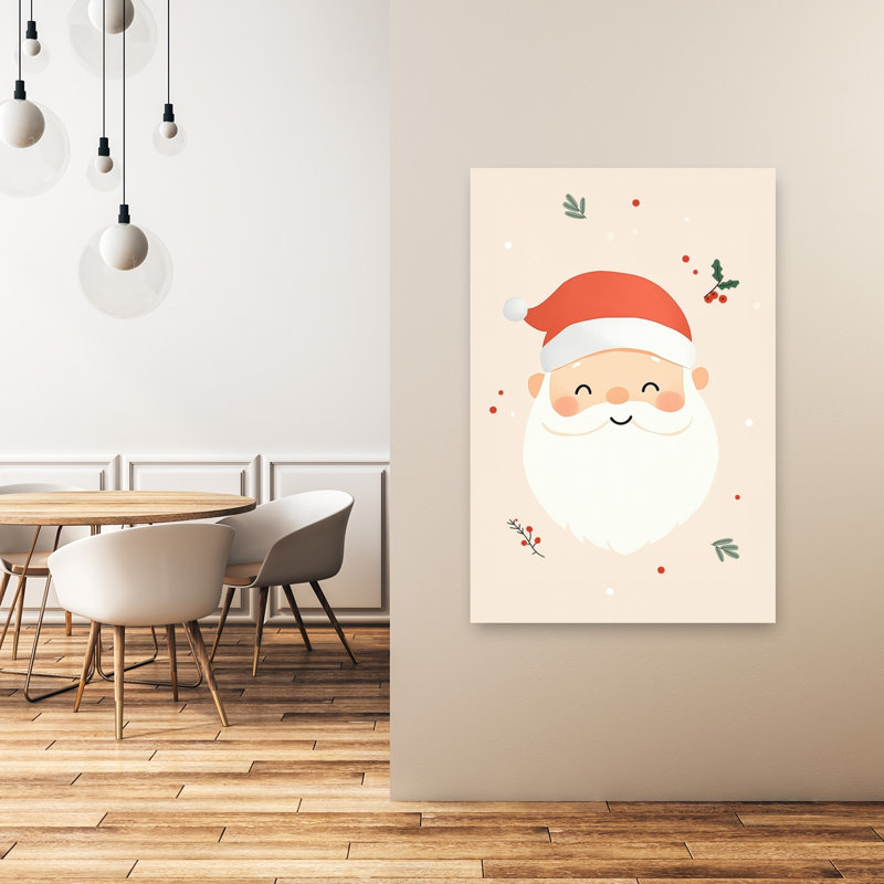 Smiling Christmas Santa Contemporary Winter Wall Art Print by Mathieu - Wrapped Canvas Print, 121.92cm H x 81.28cm W