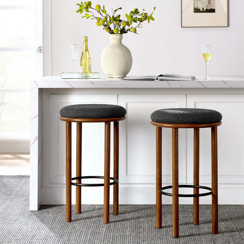 Modway Fable 30" Bar Stool, Walnut, Charcoal