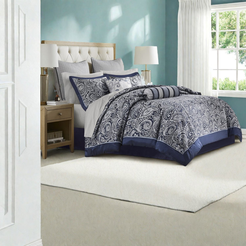 Ensembles de literie complets en polyester jacquard Cal King Modern Home Comfort