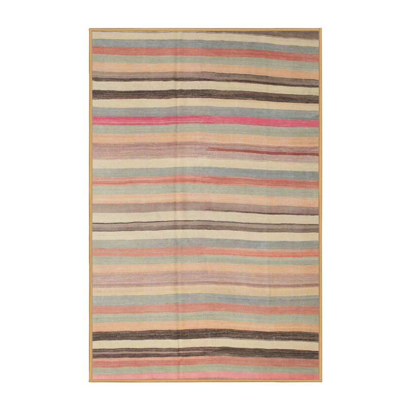 Tapis de zone crème/brun contemporain, Rectangle 2 pi x 5 pi