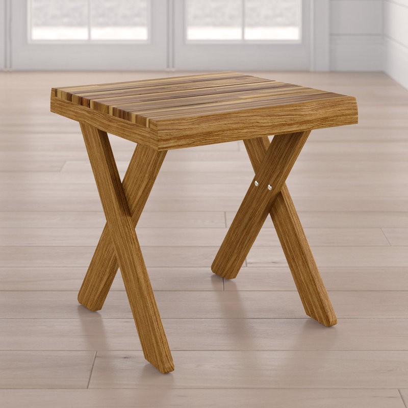 Solid Wood End Table, Sandblast Teak