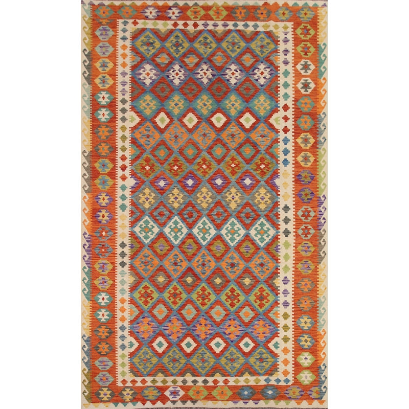Tapis kilim réversible en laine 8 x 12