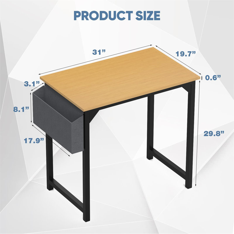 Bureau d'écriture Toygar, H 29,68 po x l 30,98 po x P 19,61 po, Teck / Noir