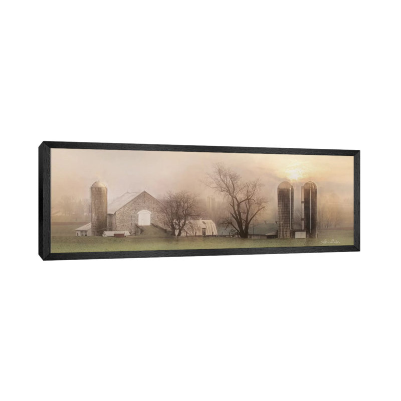 Old Stone Barn by Lori Deiter - Panoramic Print on Canvas, 30.48 cm H x 91.44 cm W, Black Framed Canvas