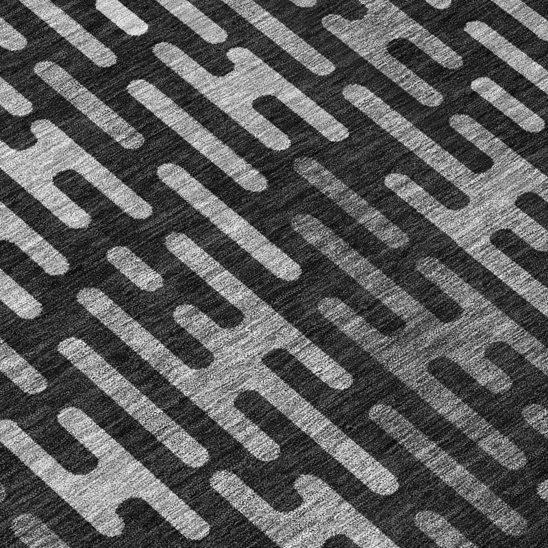 Tapis abstrait lavable à la machine intérieur / extérieur ACN2567, Noir, 2 pi 3 po x 7 pi 6 po