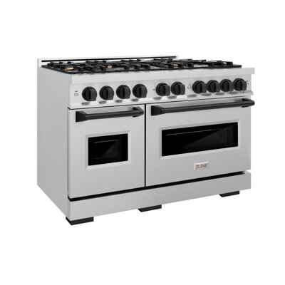 ZLINE Autograph 48" Classic DuraSnow Gas Range w/ 8 Burners & Bronze Accents