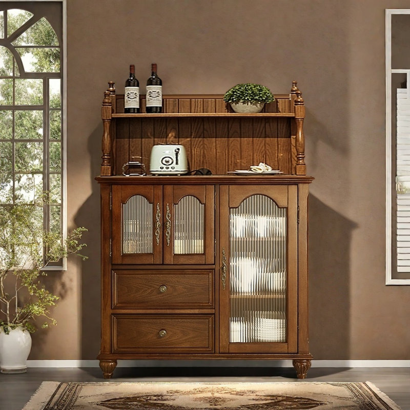 Buffet grande capacité Retro, H 60,24 po x l 47,24 po x P 17,72 po, Noyer