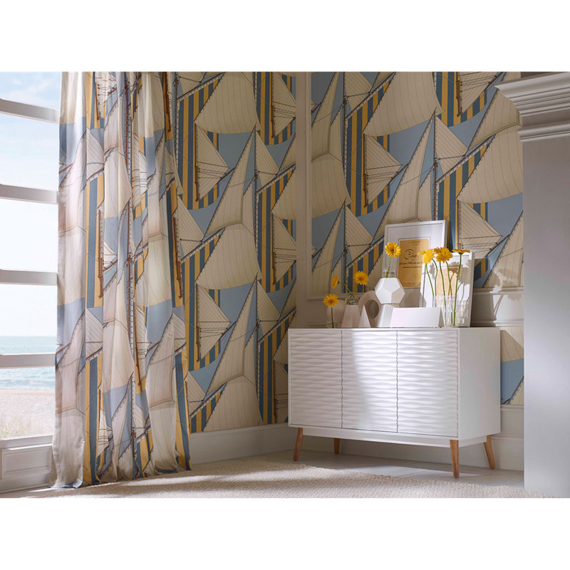 The Riviera St Tropez 100% Cotton Fabric, Slate/Spice