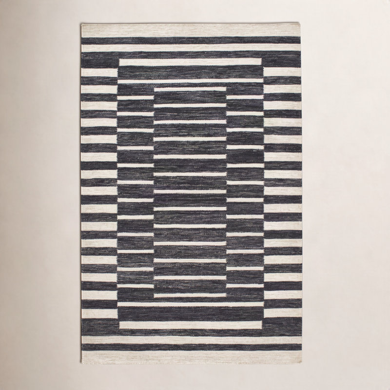 Heights Charcoal Handwoven Wool Rug, Rectangle 9' 6" x 13' 6"
