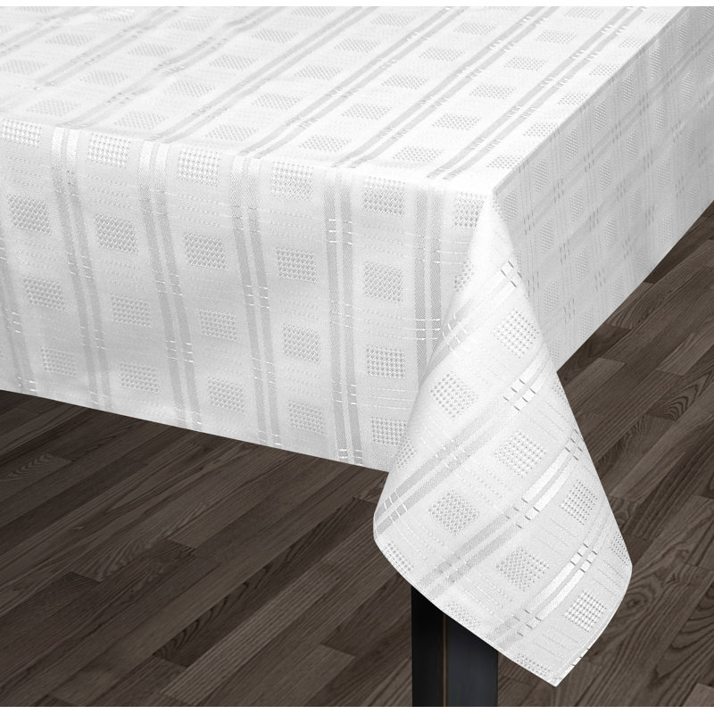 Orlinda Modern Jacquard Hampton Tablecloth Collection, 2cm W x 130cm L, White