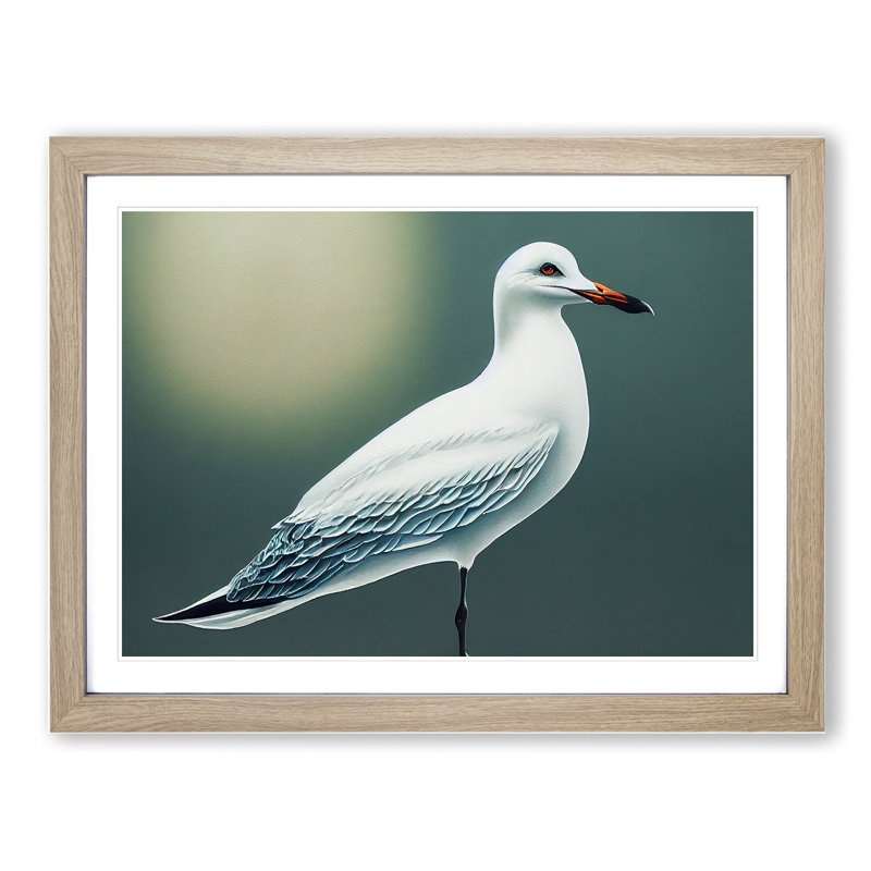 Seagull Portrait Vol.3 - Framed Print, 46cm H x 64cm W x 2cm D, Oak 