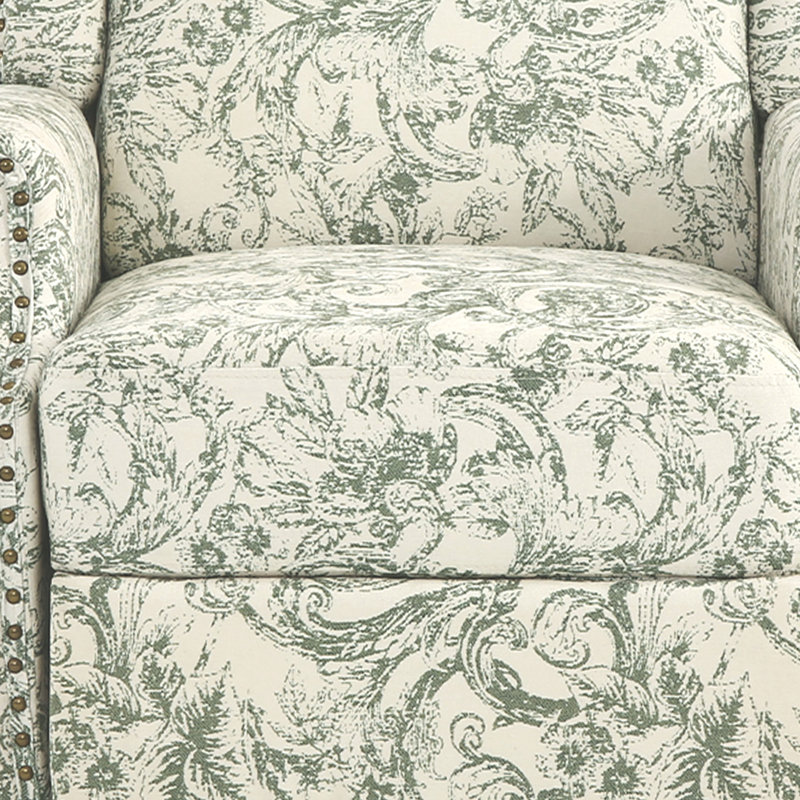 Manual Standard Push Back Recliner, Green Floral