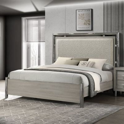 Carthage Wood King Size Panel Bed, Gray