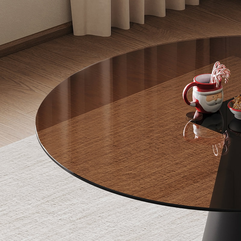 Table de salle à manger ronde en verre de 35 pouces, avec plateau en verre trempé et pieds en acier au carbone. Convient pour 2 à 4 personnes. Petite table ronde brun foncé, idéale pour les restaurants et les appartements.