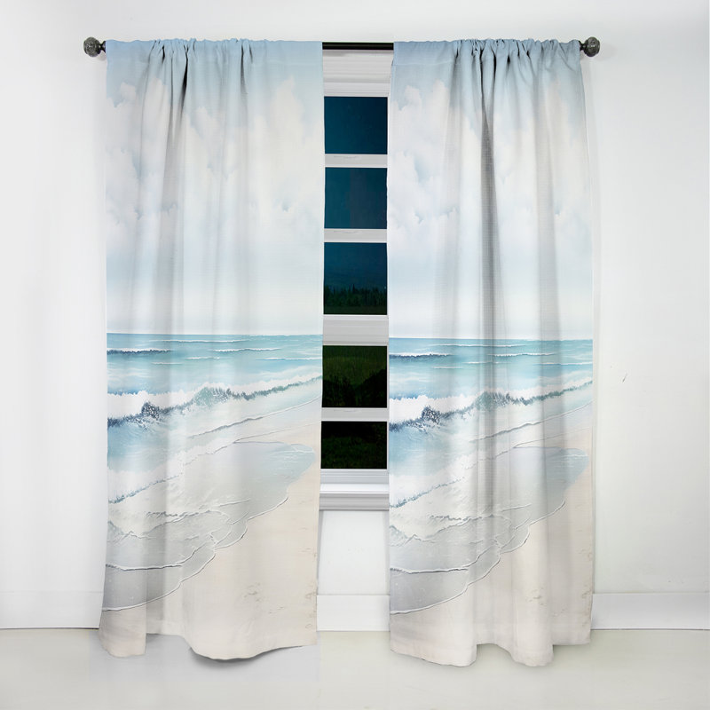 Beach Photo Tranquil Waters II - Coastal Beach Curtain - Blackout Curtain - 1 Panels, 52" W x 95" L